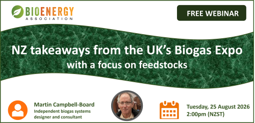 image: webinar banner - NZ takeways from the UK's Biogas Expo with a focus on feedstocks